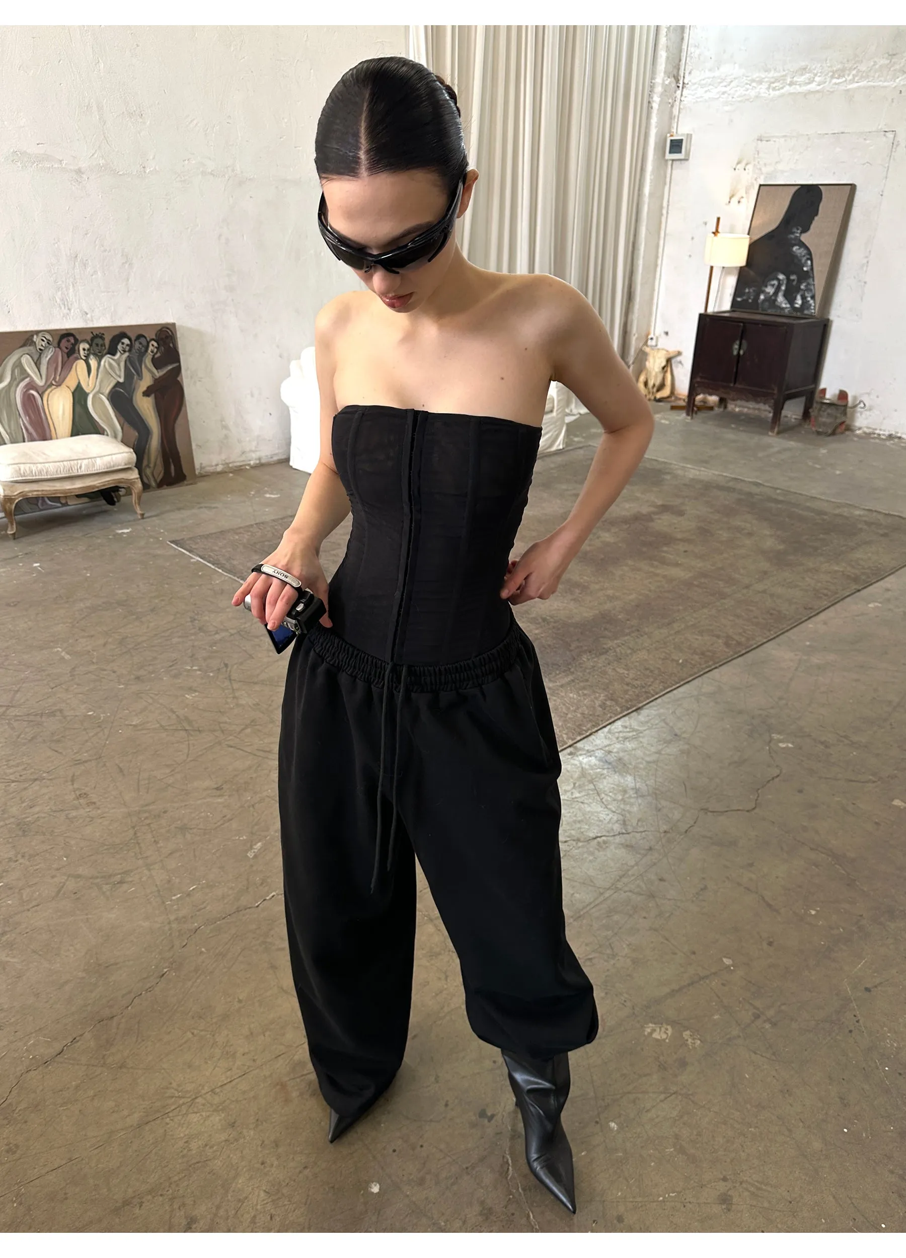 Mesh Boned Bandeau Top