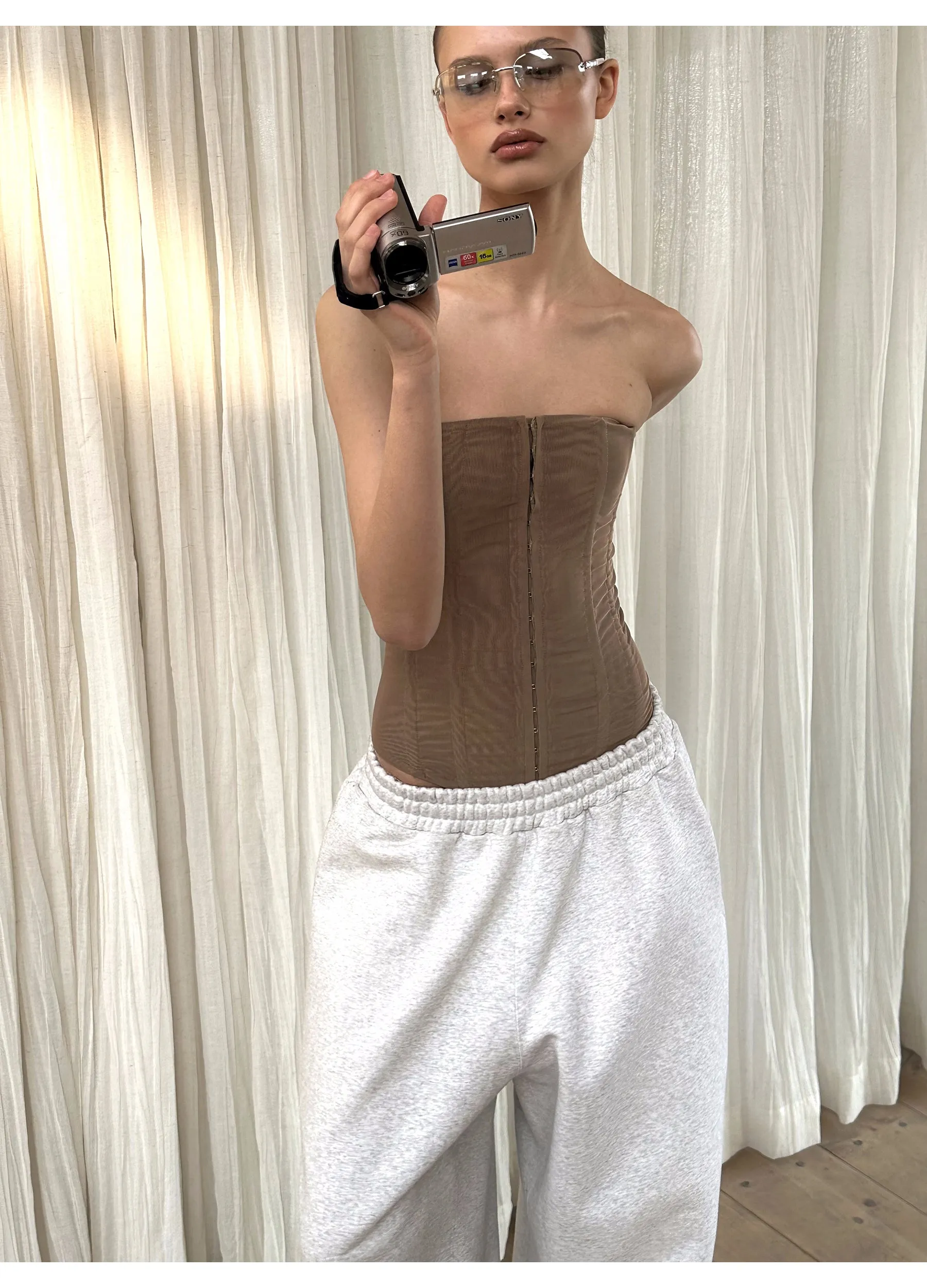 Mesh Boned Bandeau Top