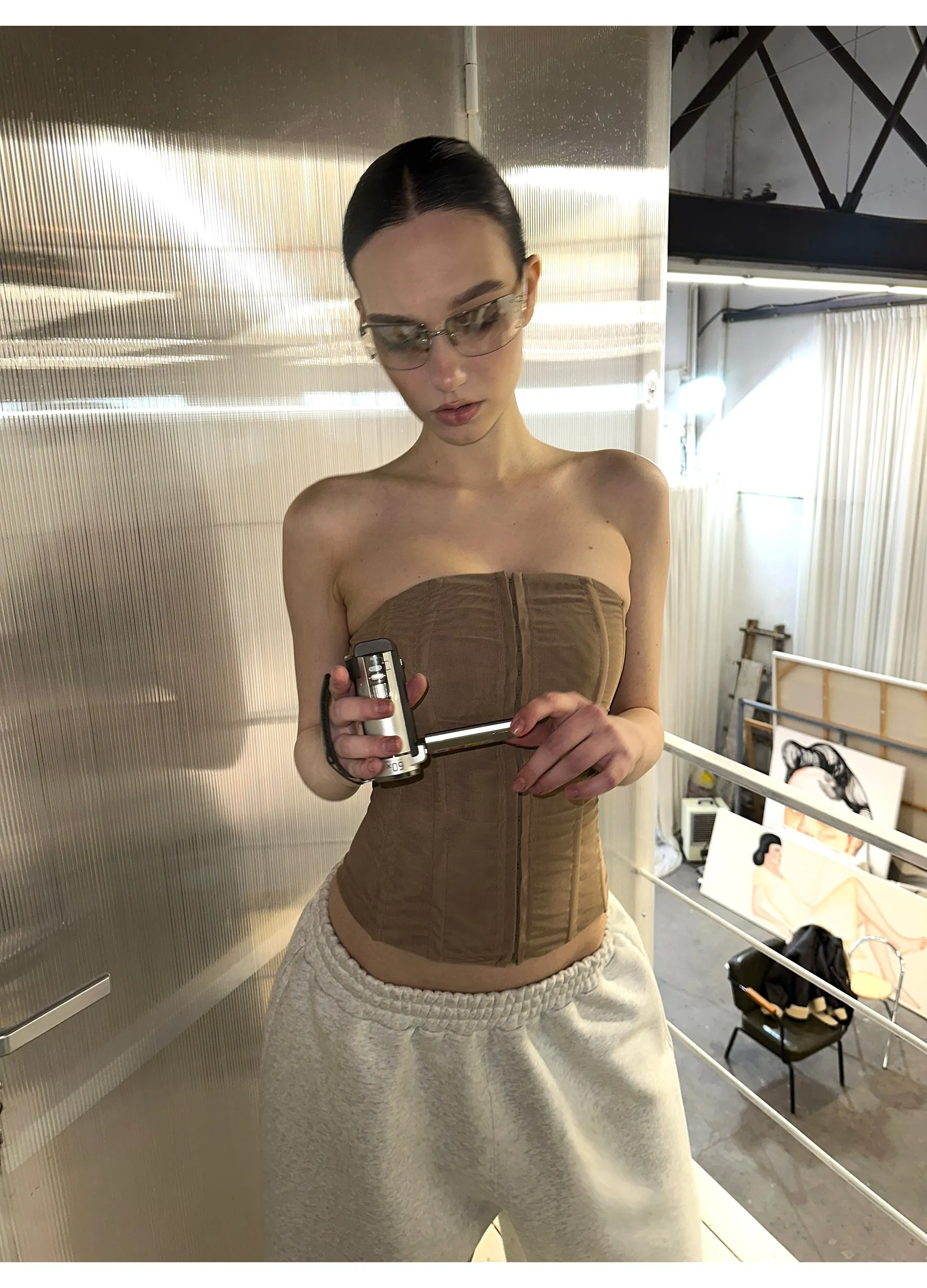 Mesh Boned Bandeau Top