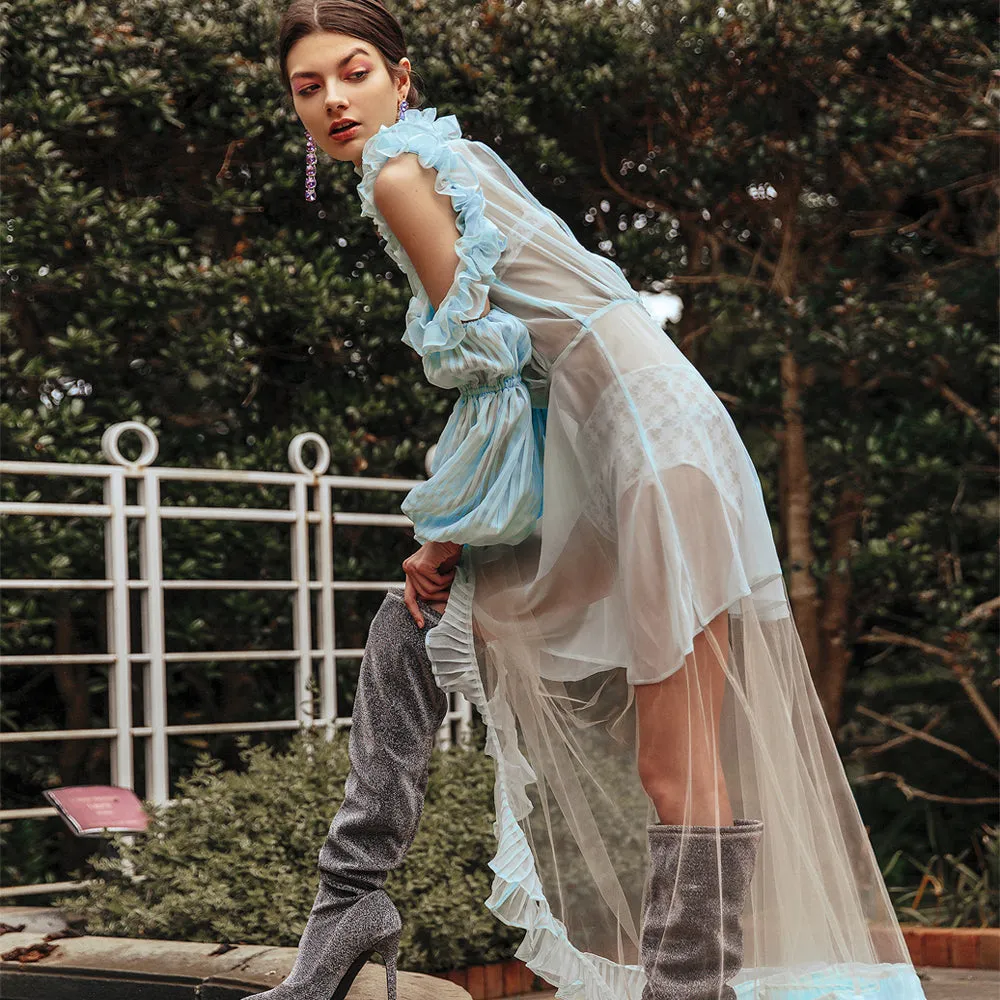 Mint Pleated Chiffon Dress