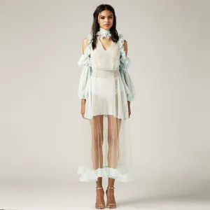 Mint Pleated Chiffon Dress