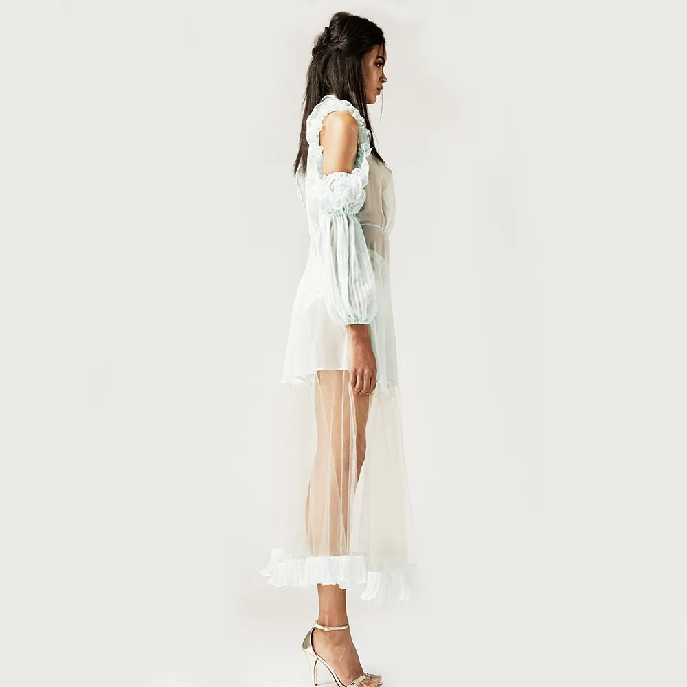 Mint Pleated Chiffon Dress