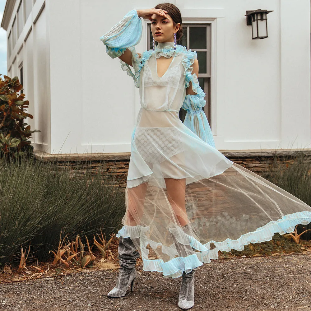 Mint Pleated Chiffon Dress