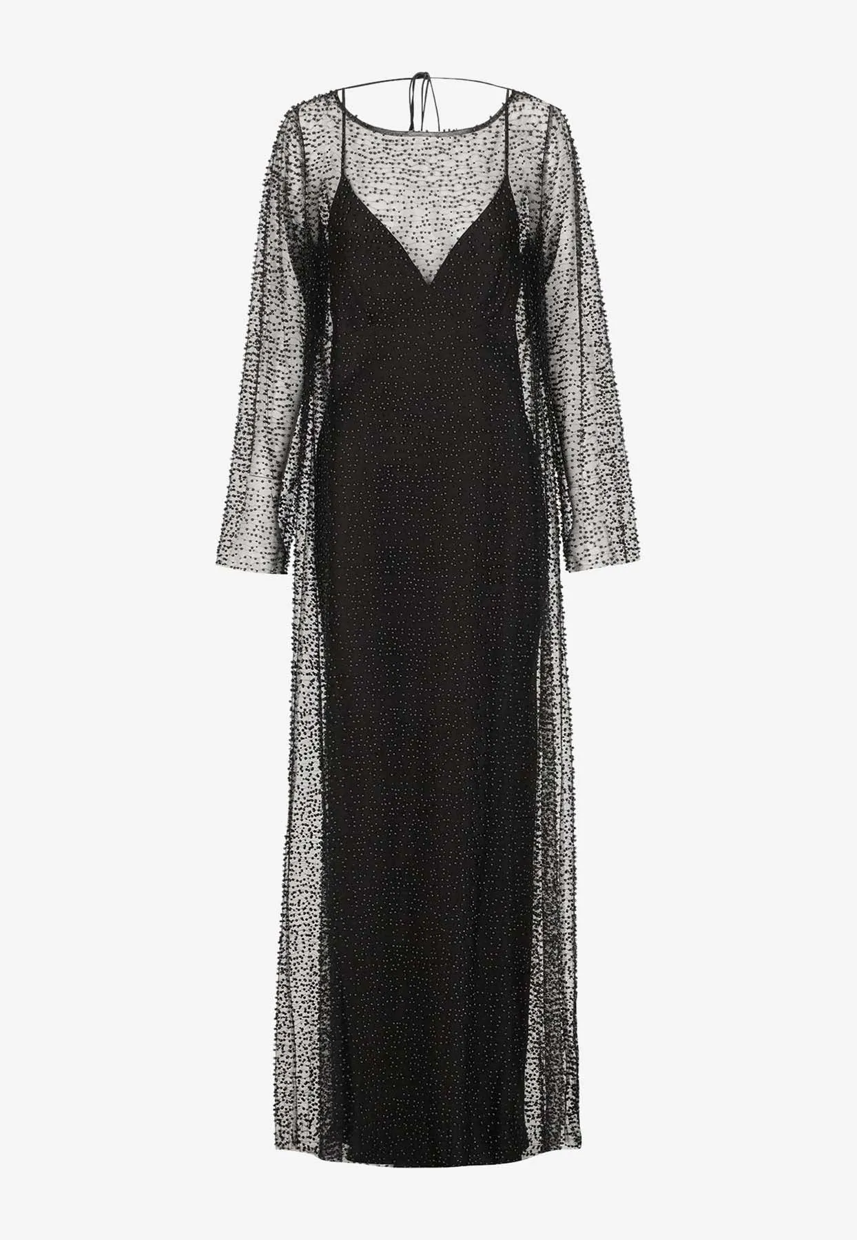 Mona Cowl-Back Sheer Maxi Dress