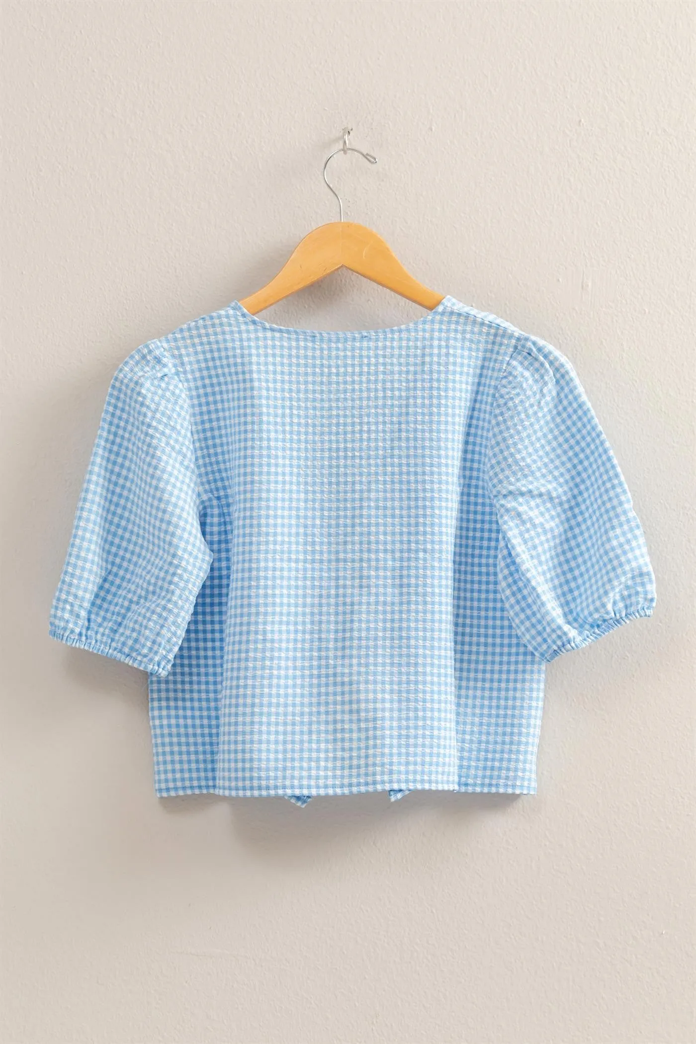 Murphy Gingham Tie Front Blouse, Blue