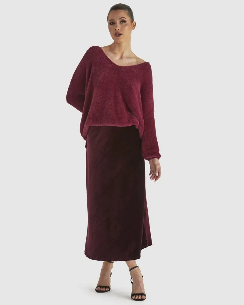 Mustang Sally Velvet Skirt - Wine
