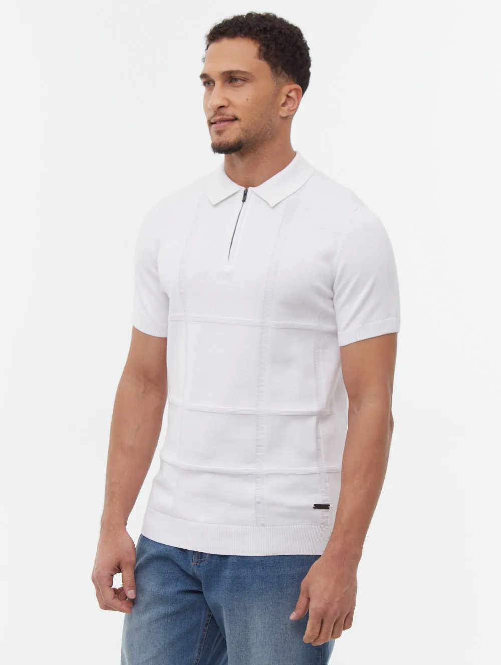 Navaro Grid Pattern Polo Shirt