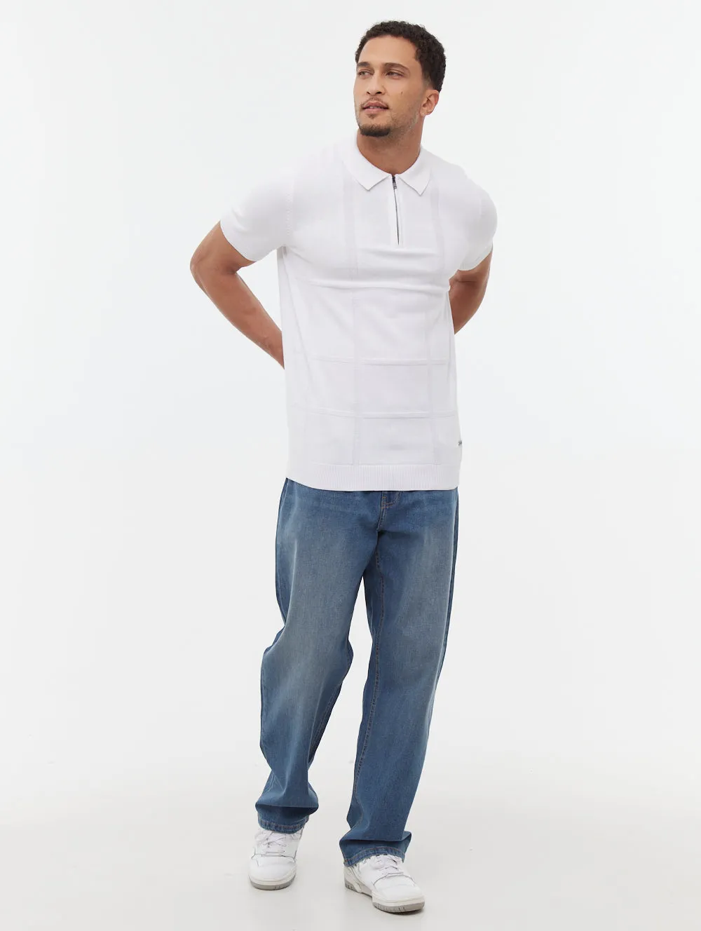Navaro Grid Pattern Polo Shirt