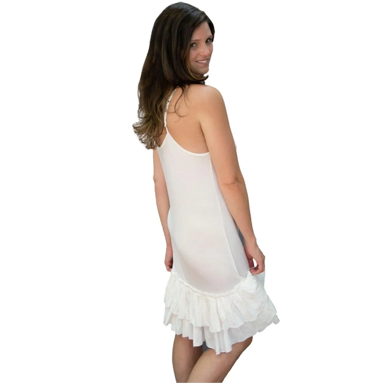 Navy Blue Double Ruffle Dress Extender Layering Slip