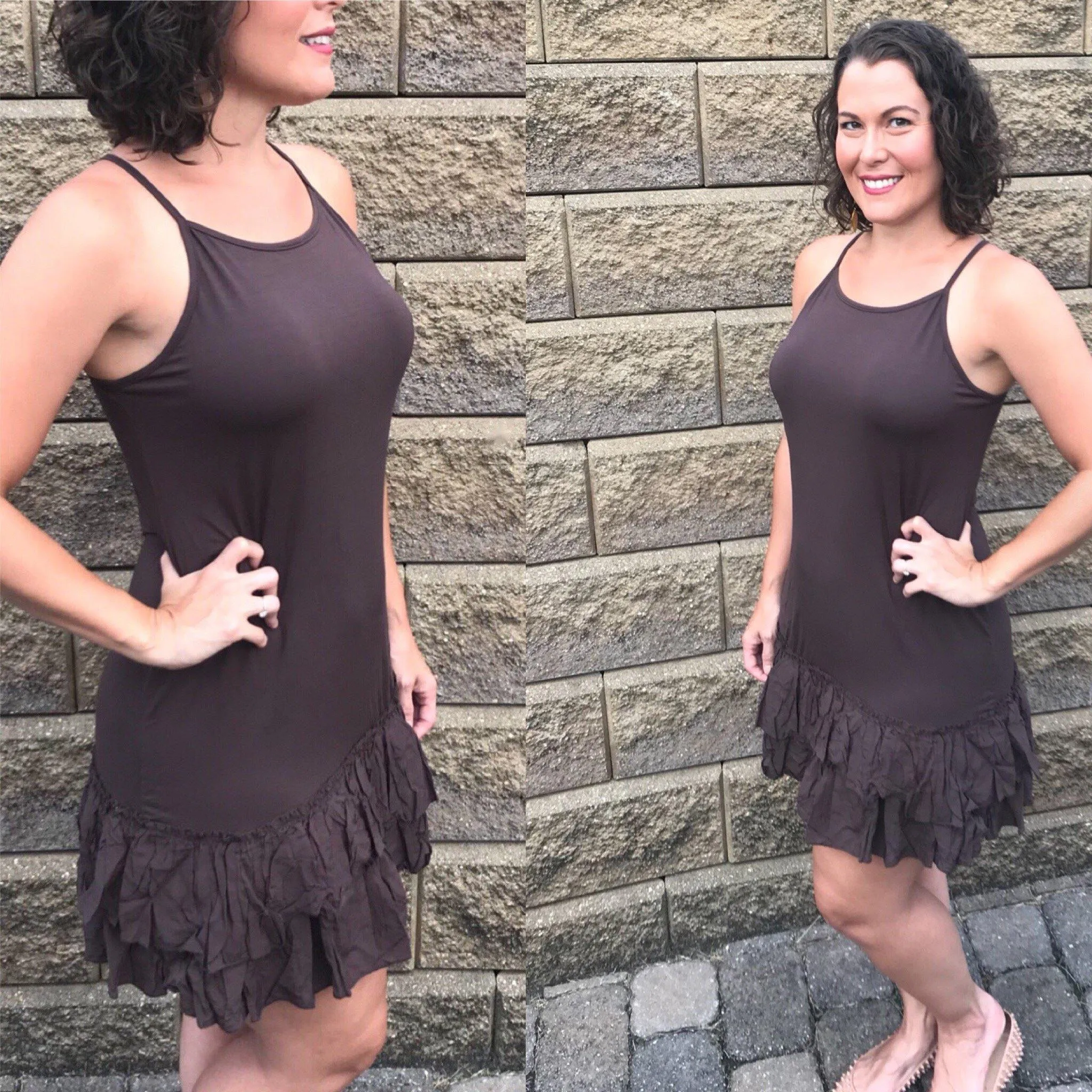 Navy Blue Double Ruffle Dress Extender Layering Slip
