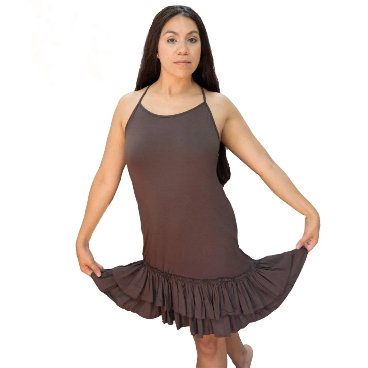 Navy Blue Double Ruffle Dress Extender Layering Slip