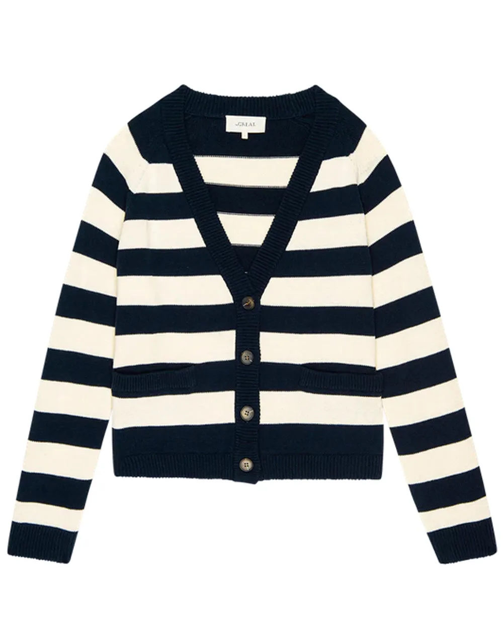 Navy Range Stripe Varsity Cardigan