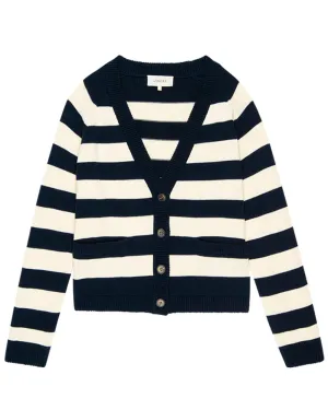 Navy Range Stripe Varsity Cardigan
