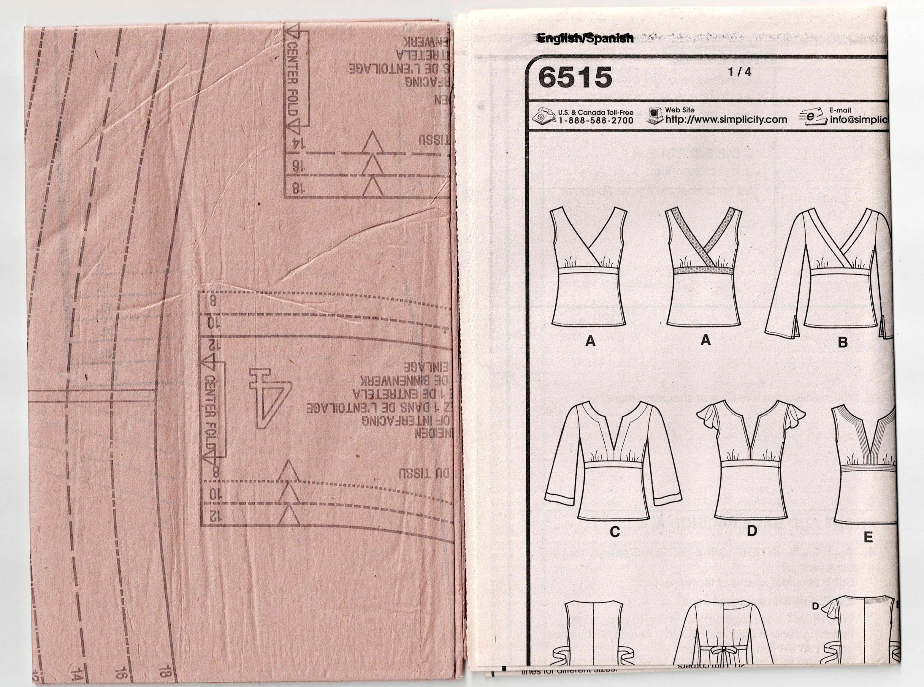 New Look 6515 Womens Summer Caftan Tops Out Of Print Sewing Pattern Size 8 - 18 UNCUT Factory Folded
