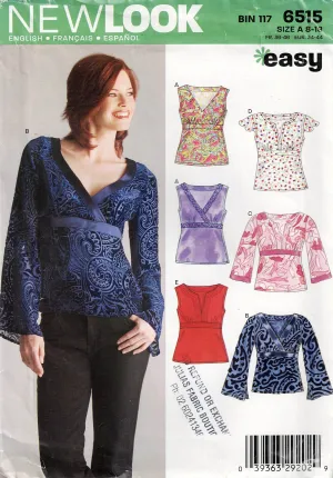 New Look 6515 Womens Summer Caftan Tops Out Of Print Sewing Pattern Size 8 - 18 UNCUT Factory Folded