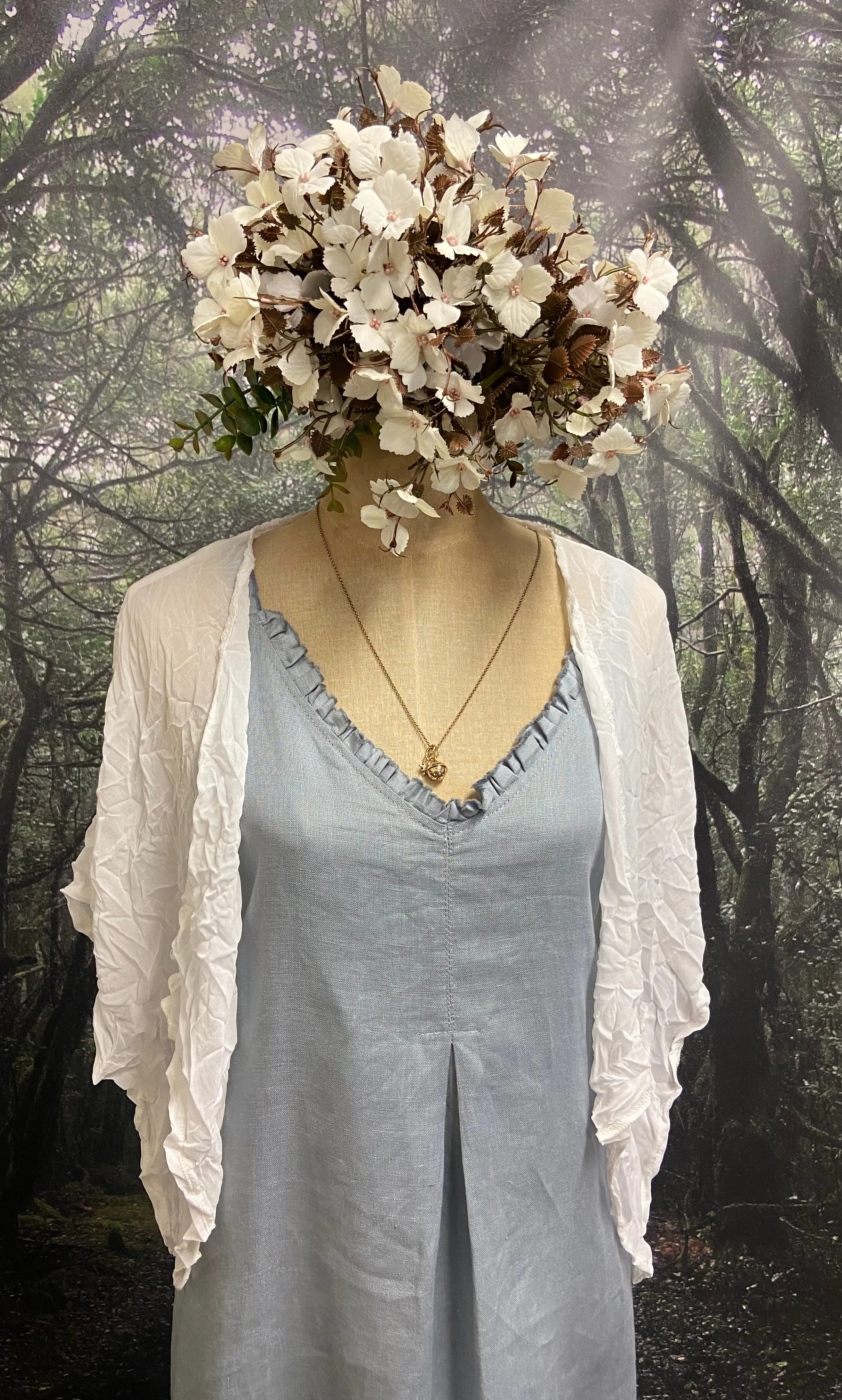 Off white crinkle chiffon shrug