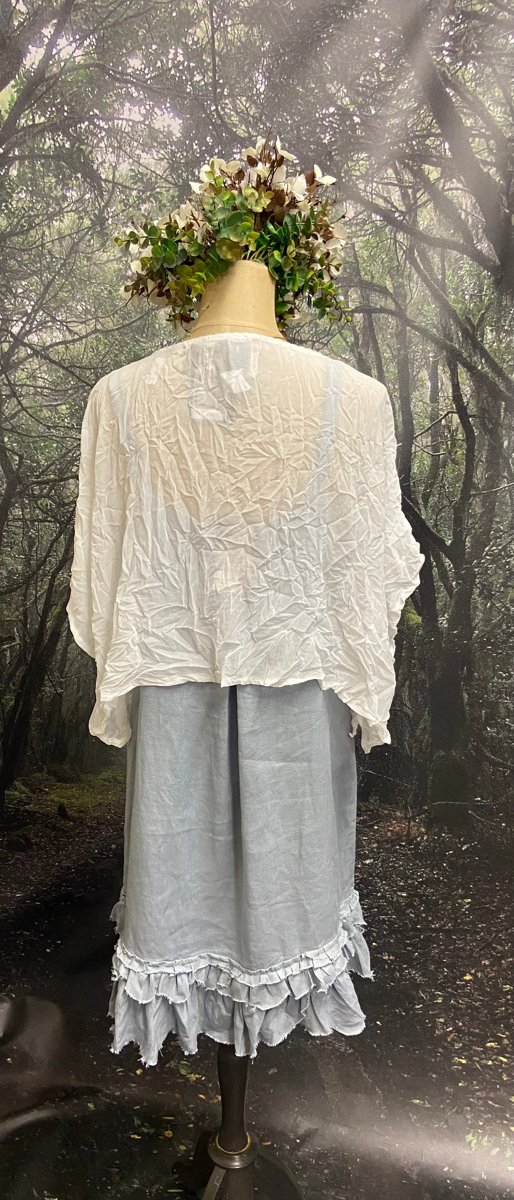 Off white crinkle chiffon shrug