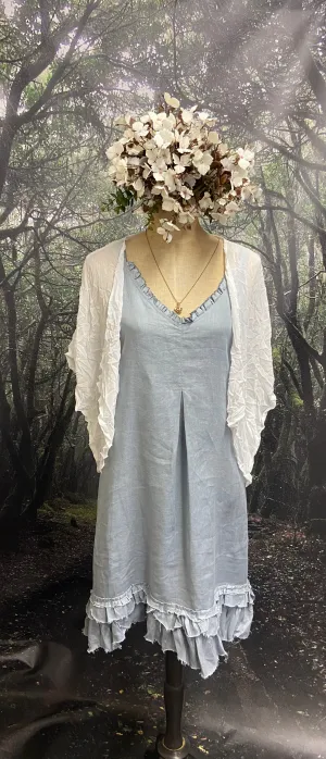 Off white crinkle chiffon shrug
