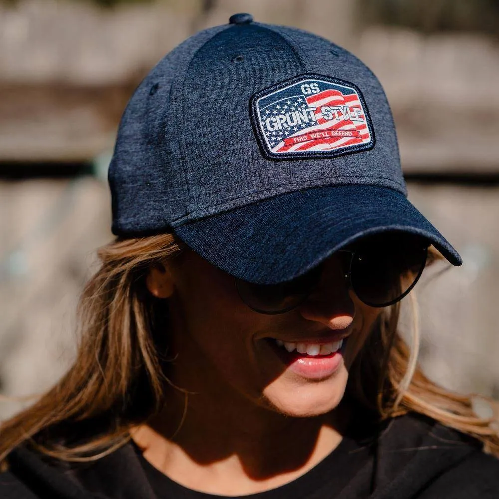 Old Glory Patch Stretch Fit Hat - Navy Heather