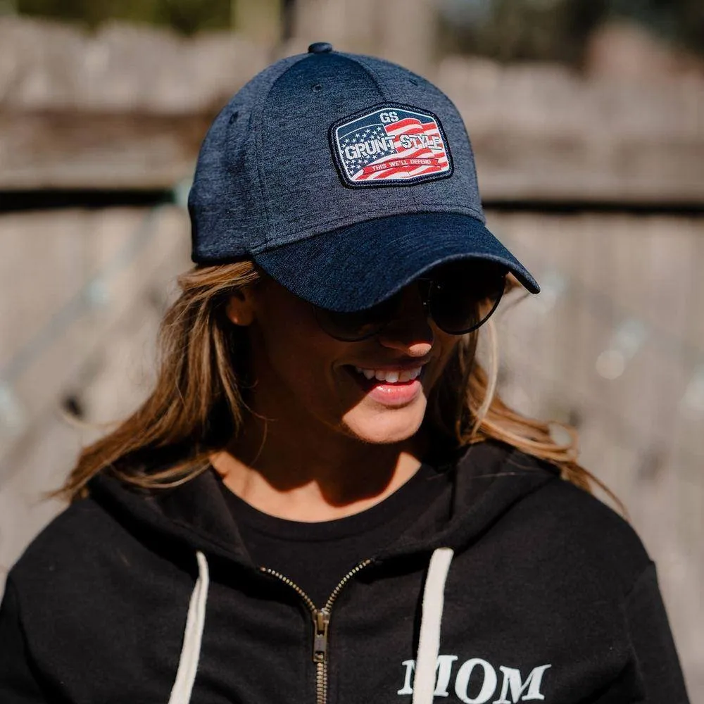 Old Glory Patch Stretch Fit Hat - Navy Heather