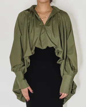 Olive Bubble Oversized Blouse