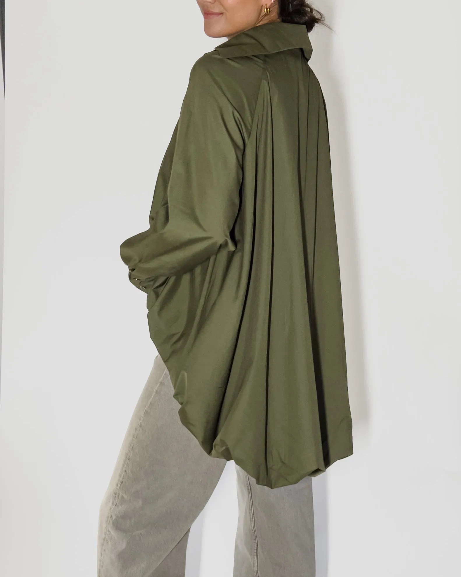 Olive Bubble Oversized Blouse