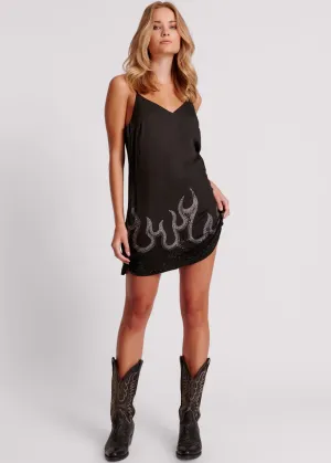 ONE TEASPOON On Fire Crystal Slip Dress- Black