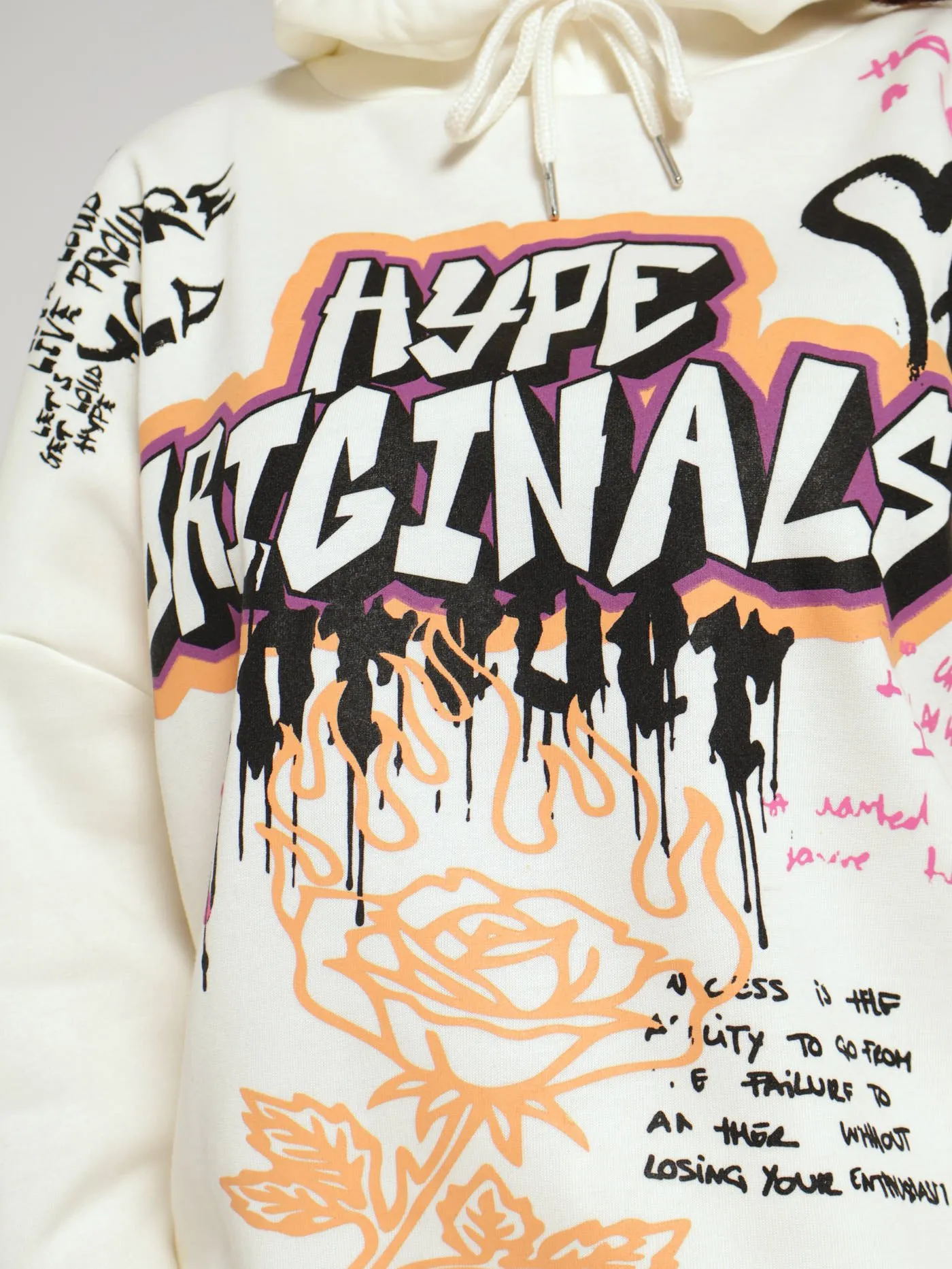 Oversized Graph Hoody - Cream