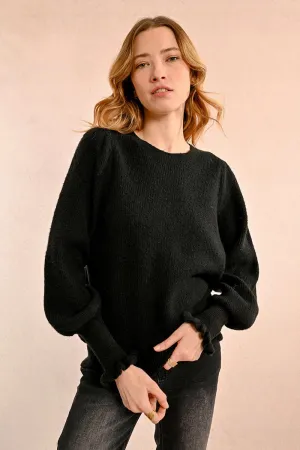 OVERSIZED SWEATER WITH RUFFLED CUFFS
