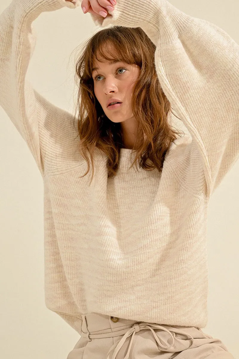 OVERSIZED SWEATER WITH RUFFLED CUFFS