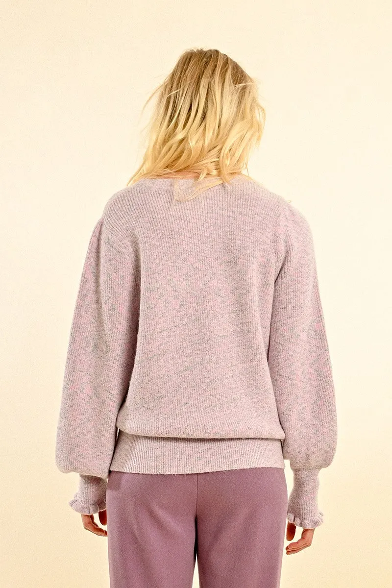 OVERSIZED SWEATER WITH RUFFLED CUFFS