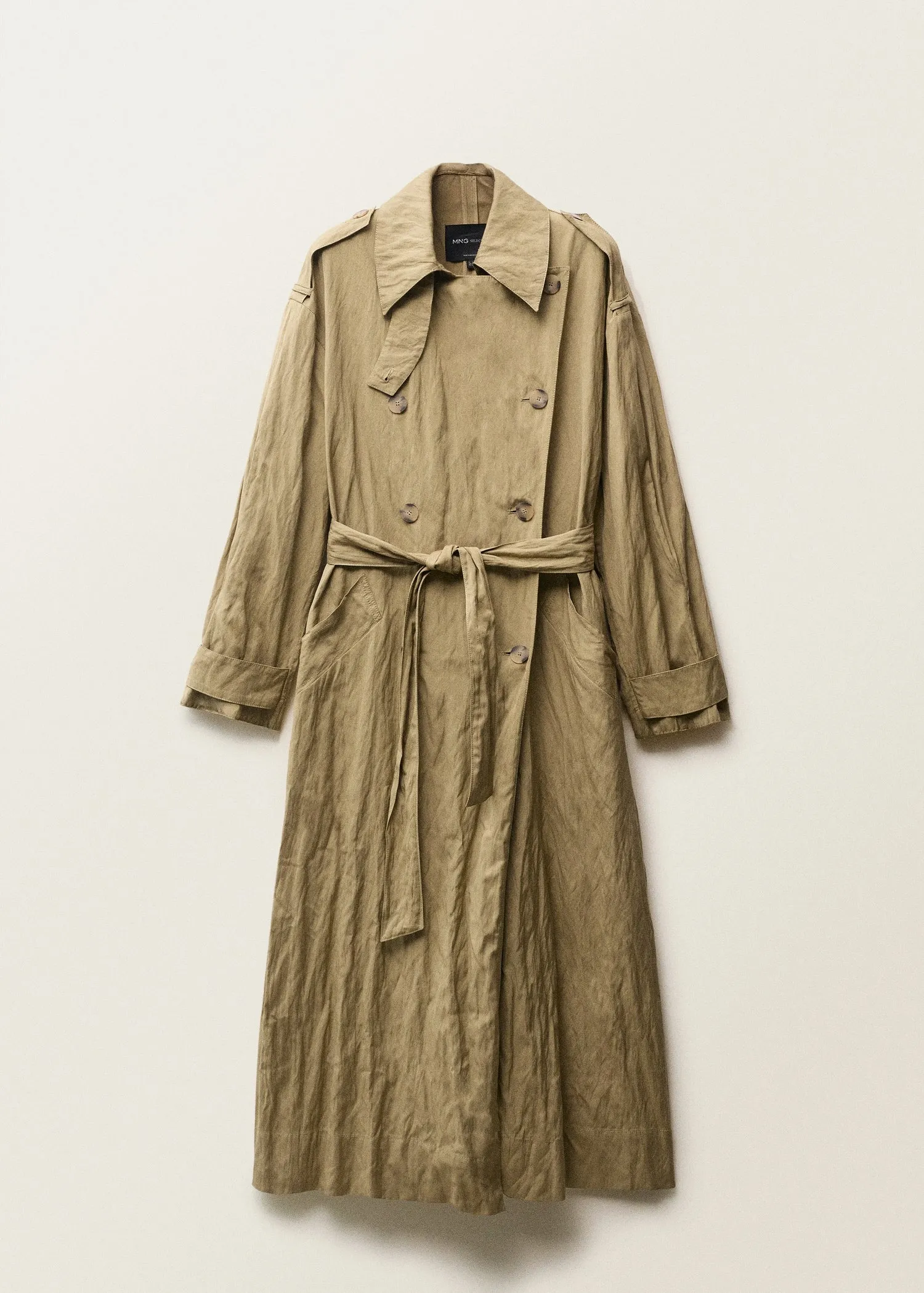 Oversized wrinkled effect trench coat