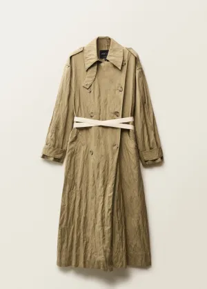 Oversized wrinkled effect trench coat