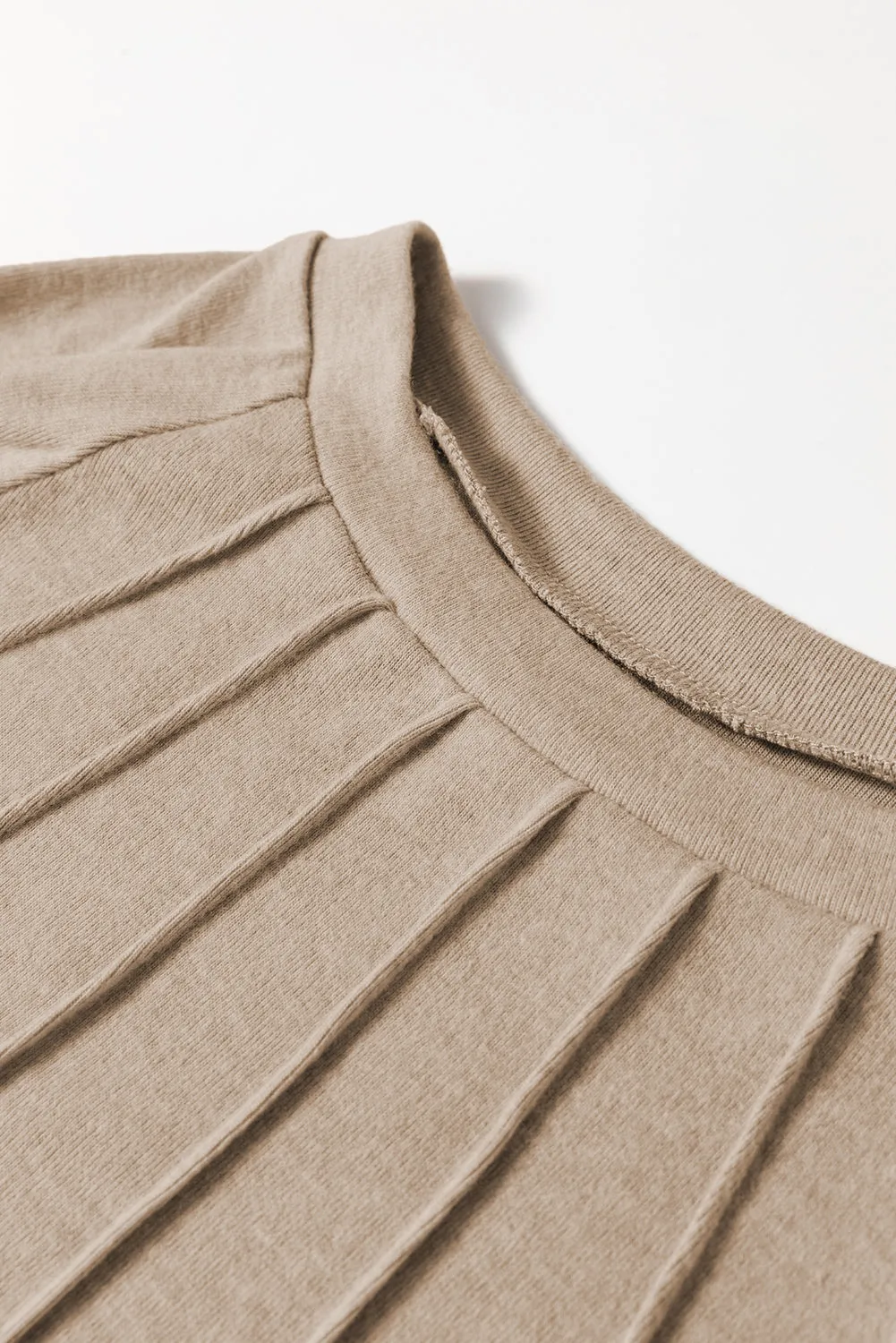 Parchment Seam Detail Lace Contrast Cuffs Raglan Sleeve Top