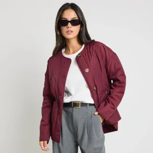 Peak Oversized Padded Shell Jacket - Burgundy