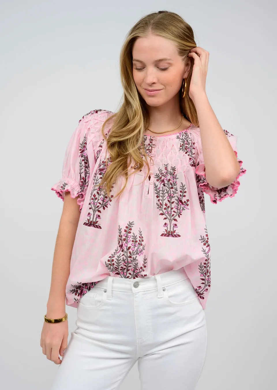 Pink Block & Tuck Top