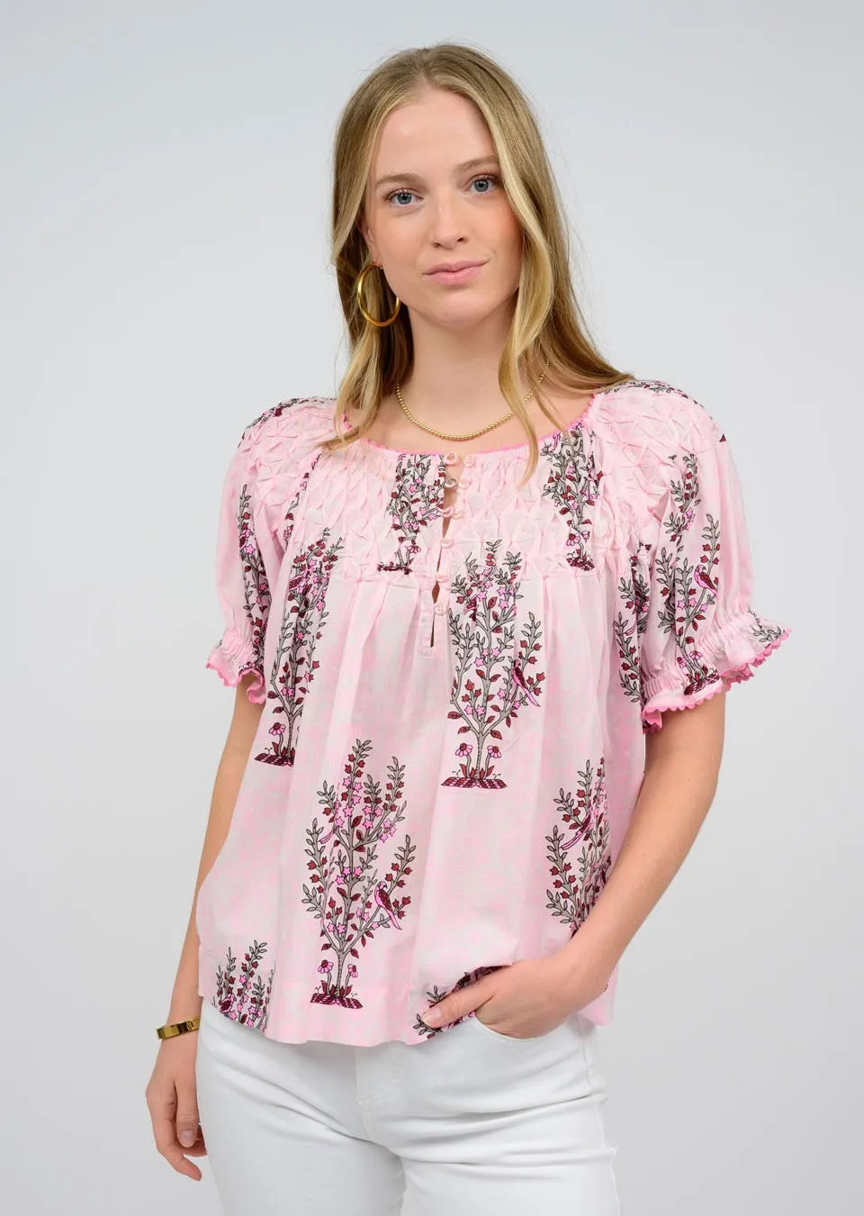Pink Block & Tuck Top