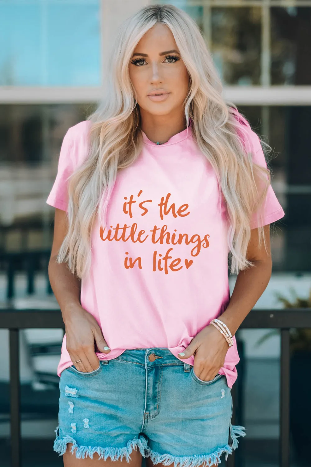 Pink Daughter and Me Matching Letter Printed Short Sleeve Top