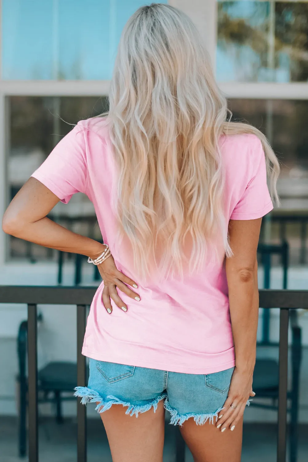 Pink Daughter and Me Matching Letter Printed Short Sleeve Top