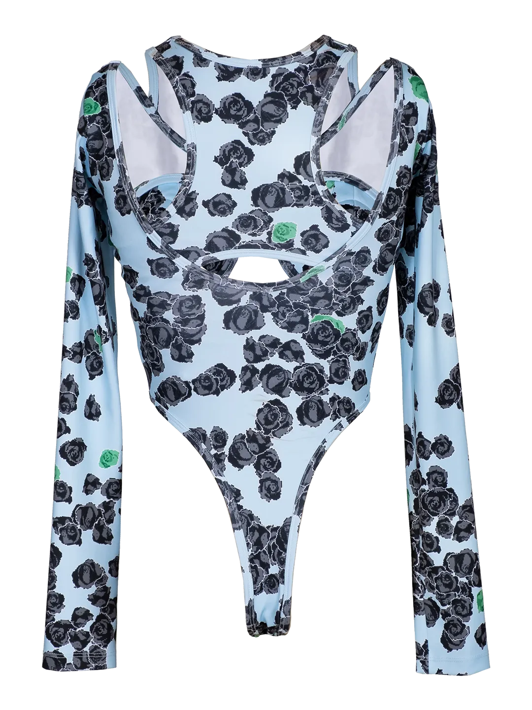 Pixel Roses Cut-out Bodysuit