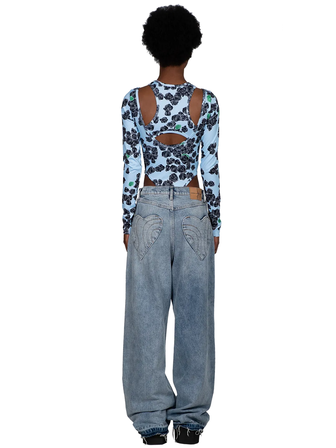 Pixel Roses Cut-out Bodysuit
