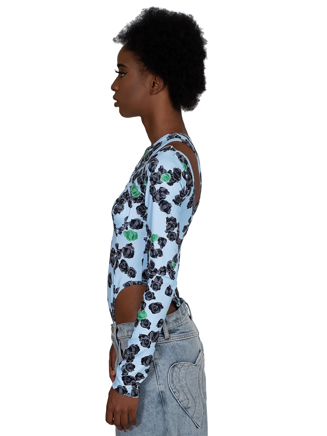Pixel Roses Cut-out Bodysuit