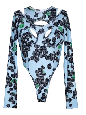 Pixel Roses Cut-out Bodysuit