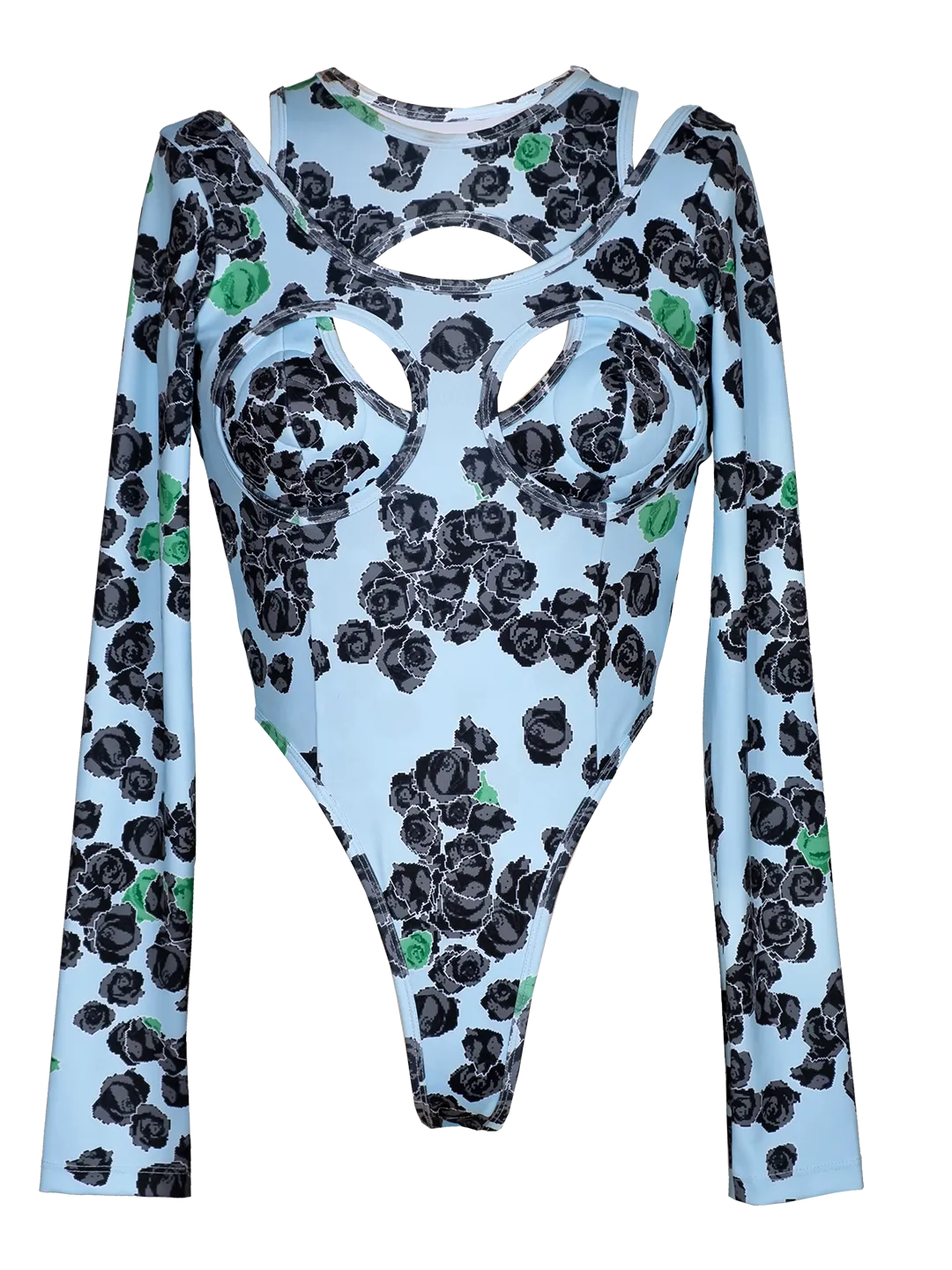 Pixel Roses Cut-out Bodysuit