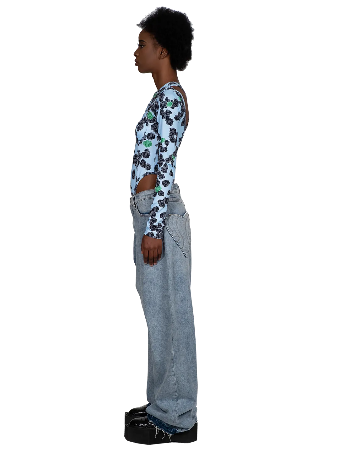 Pixel Roses Cut-out Bodysuit