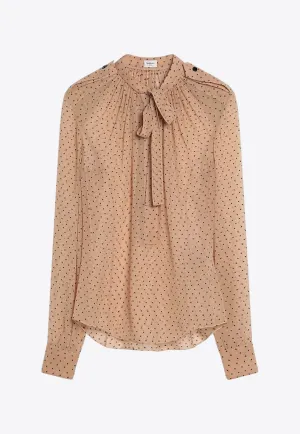 Polka Dot Silk-Blend Blouse