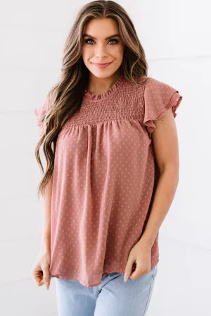 Polkadot Smocked Flutter Mouw Blouse
