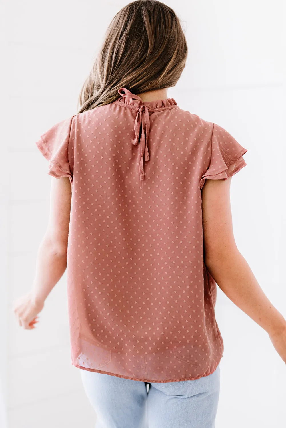 Polkadot Smocked Flutter Mouw Blouse