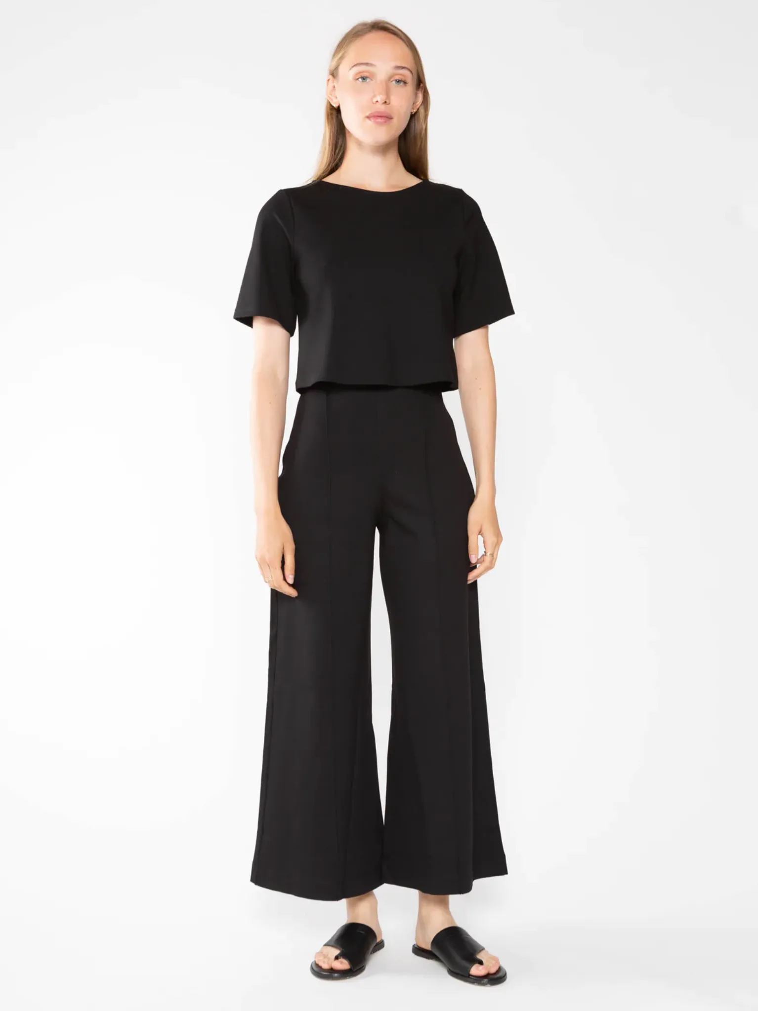Ponte Knit SS Top Black