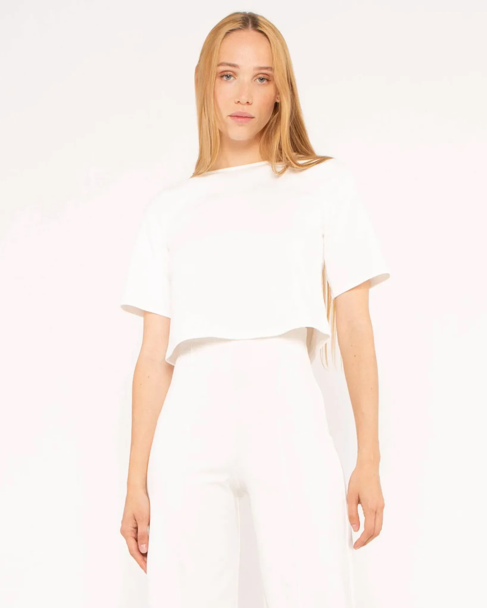 Ponte Knit SS Top Off White